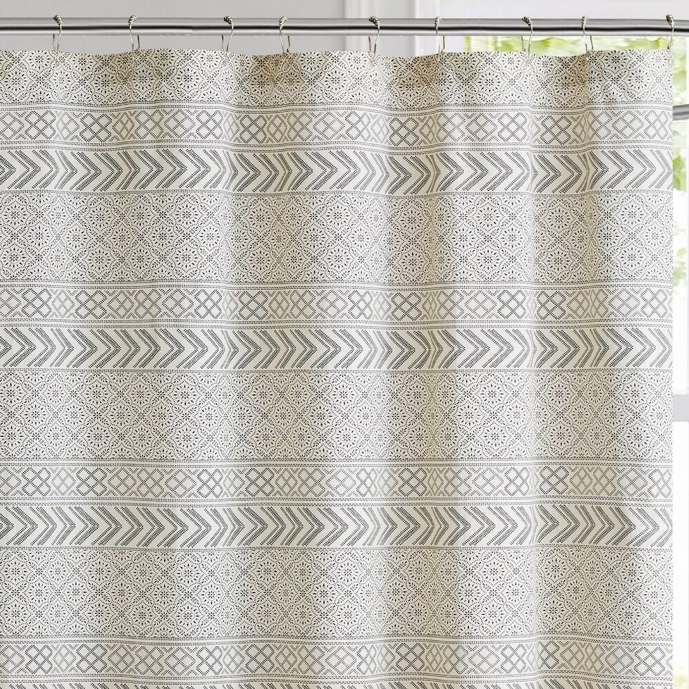Pem America Chase Shower Curtain in Cream and Black, , large