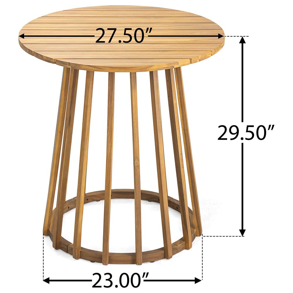 Hearth and Haven 3-Piece Outdoor Bistro Set with Round Table in Teak, , large