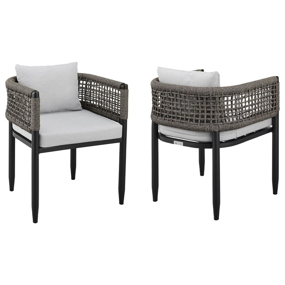Blue River Alegria Outdoor Dining Chair with Light Grey Cushion in Black (Set of 2), , large
