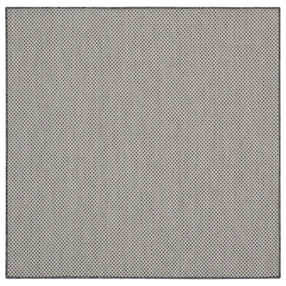 Nourison Courtyard Ivory and Charcoal 4" Square Indoor/Outdoor Area Rug, , large