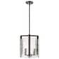 Golden Lighting Aenon 3-Light Wide Taper Candle Pendant with Hammered Water Glass Shade in Matte Black, , large