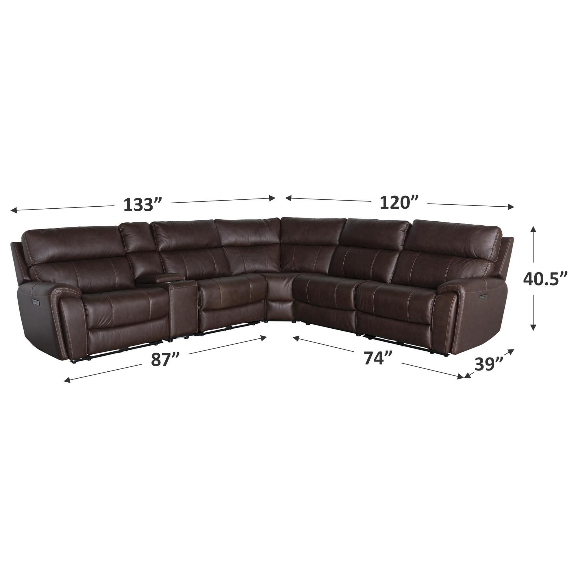 Oxford Furniture 6-Piece Leather Power Reclining Sectional in