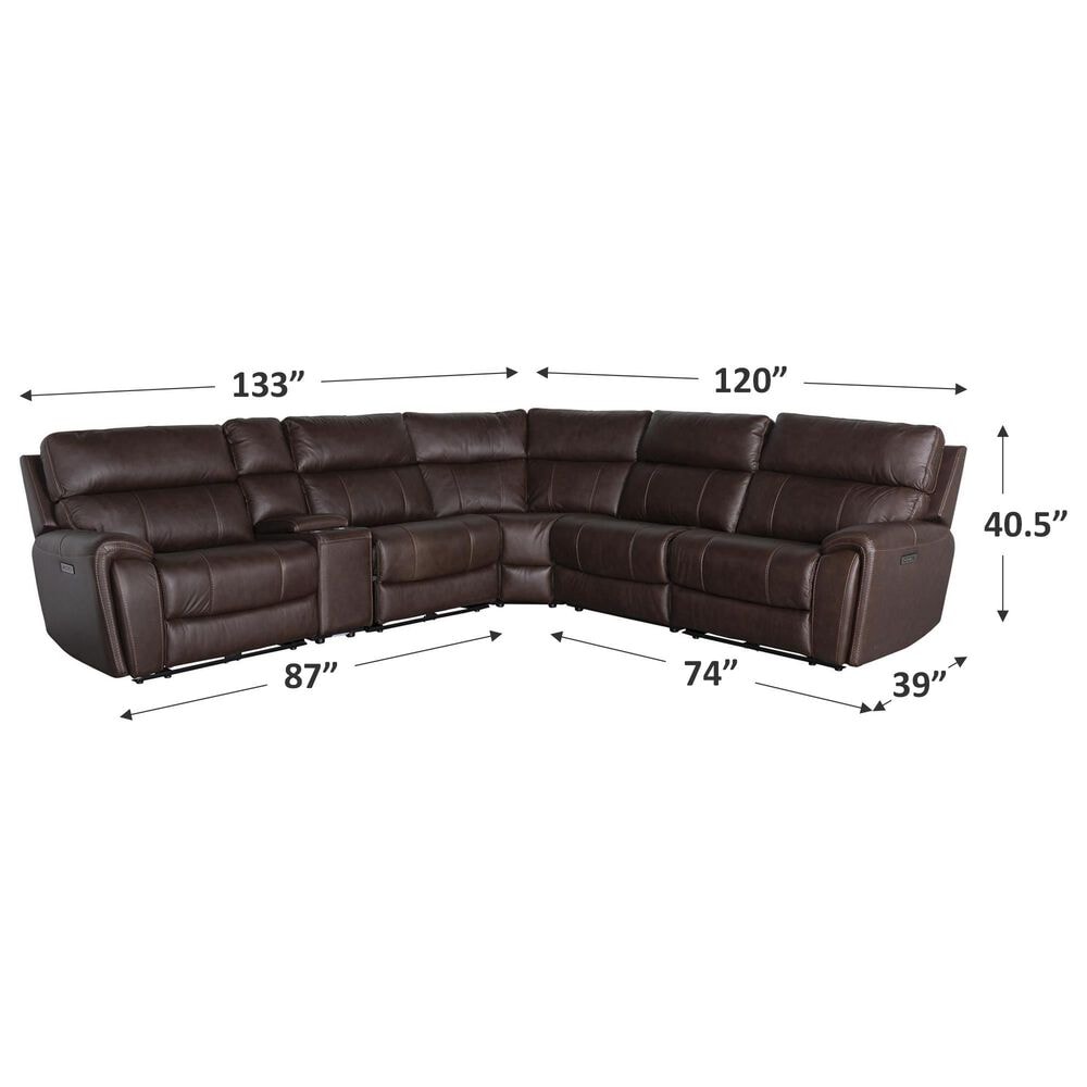 Oxford Furniture 6-Piece Leather Power Reclining Sectional in Brazil Tobacco, , large