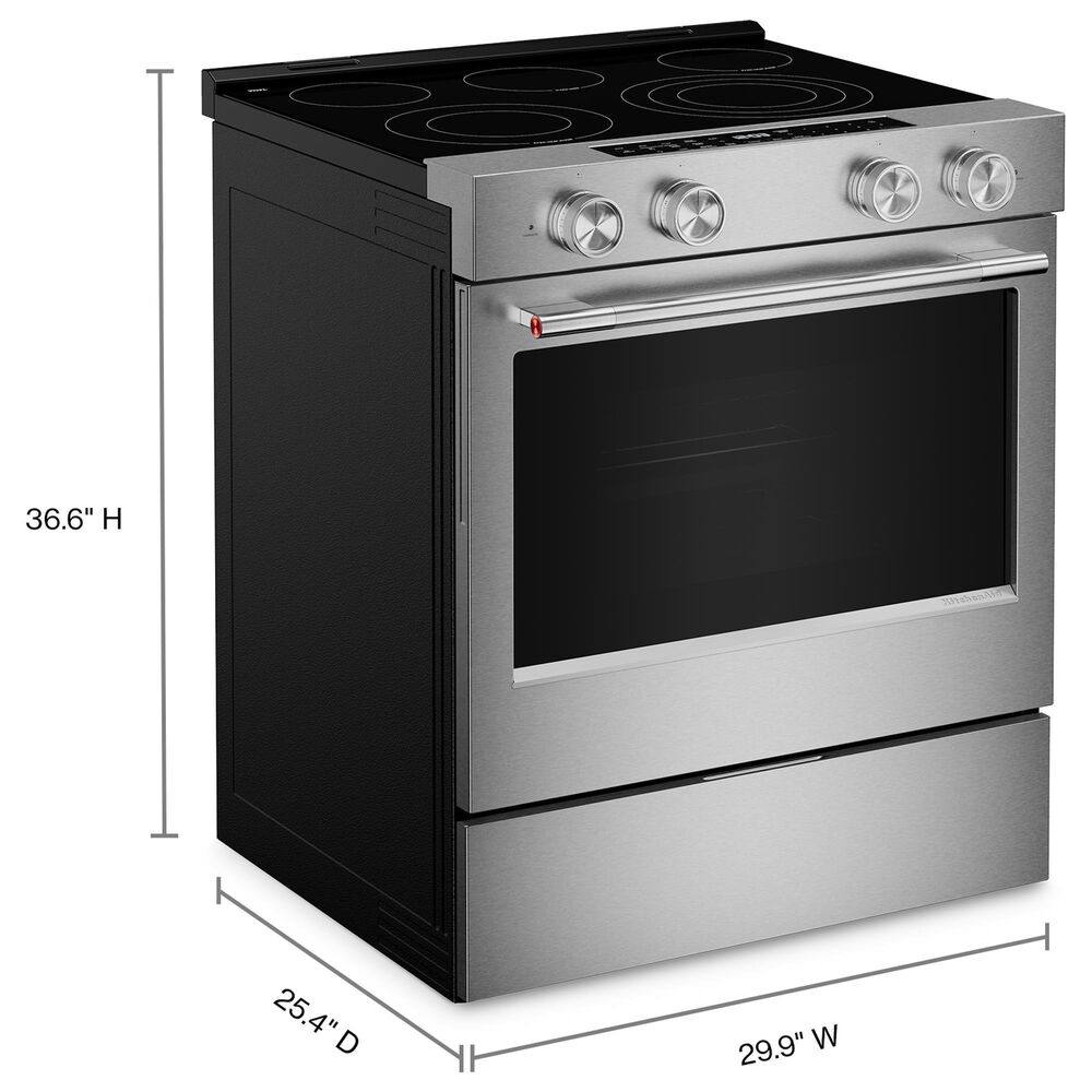 KitchenAid 2-Piece Kitchen Package with 30" Slide-In Smart Electric Range and 30" Over-the-Range Microwave Oven in PrintShield Stainless Steel, , large