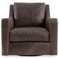 Bernhardt Ventura Leather Swivel Chair in Brown, , large