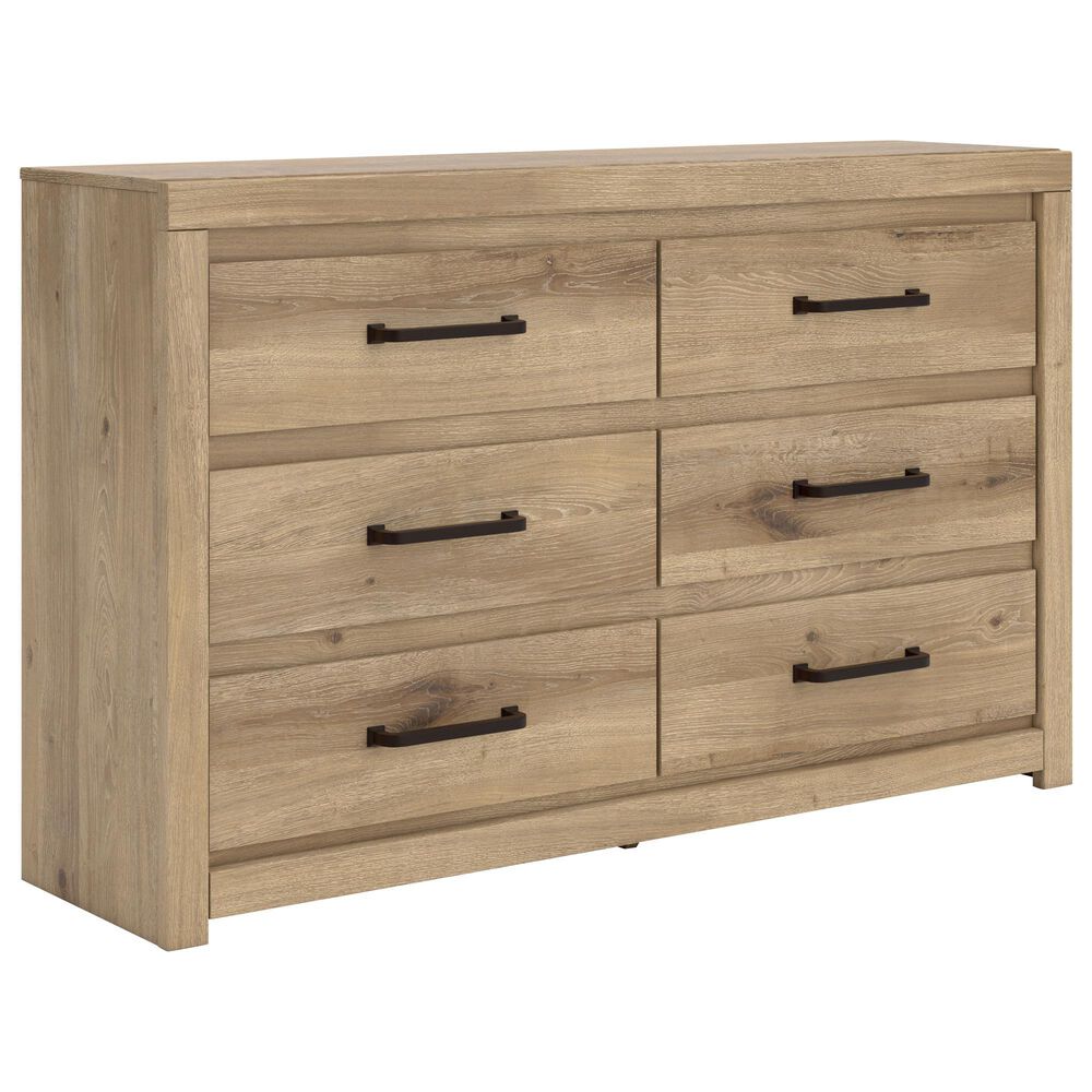 Ashley Brozmont King Platform Panel Bed with Dresser and Nightstand in Natural Brown, , large