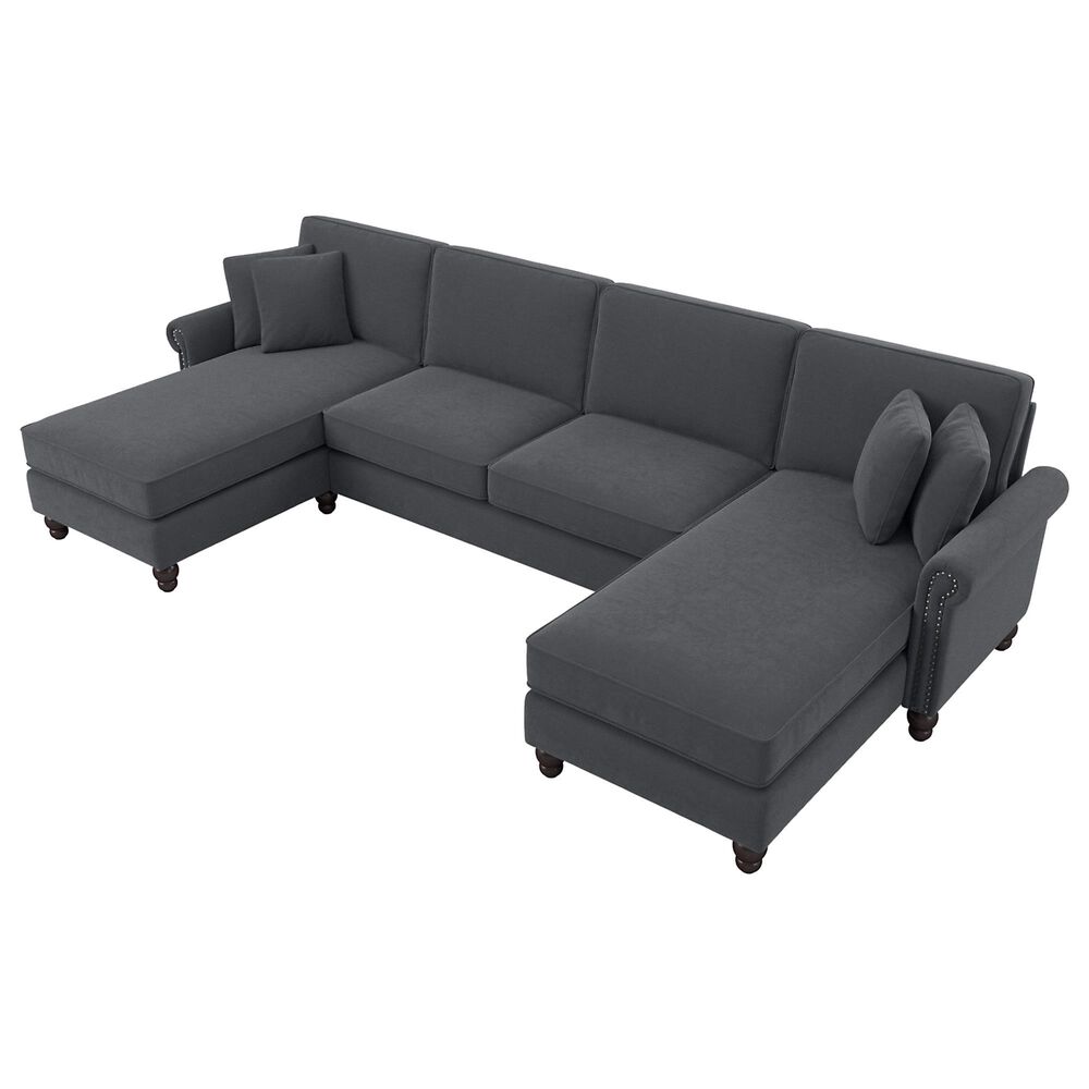 Bush Coventry 3-Piece 131&quot; Double Chaise Sectional in Dark Gray, , large