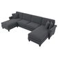 Bush Coventry 3-Piece 131" Double Chaise Sectional in Dark Gray, , large