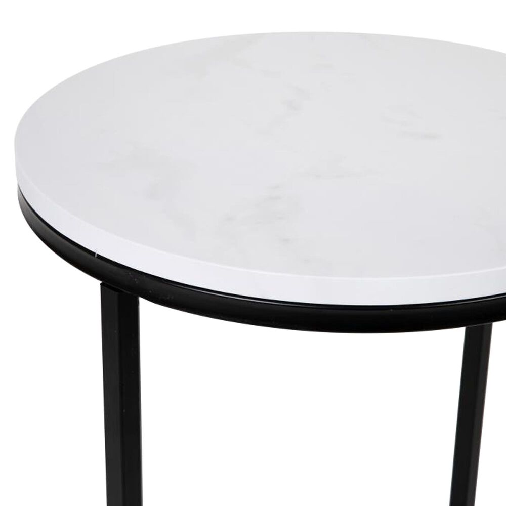 Flash Furniture Hampstead End Table with Marble Top in Matte Black and