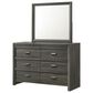 Crown Mark Valor 6-Drawer Dresser and Mirror in Grey, , large