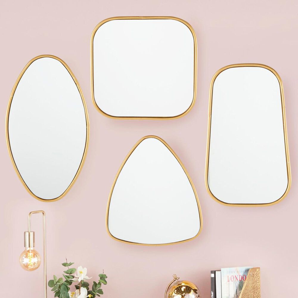 Maple and Jade Assorted Wall Mirrors in Gold (Set of 4), , large