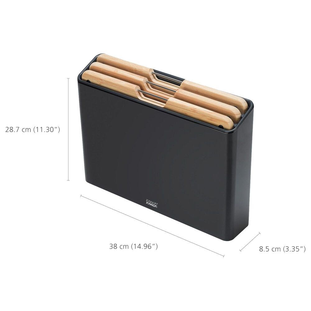 Joseph Joseph Folio 3-Piece Cutting Board Set with Stainless-Steel Case in Black, , large