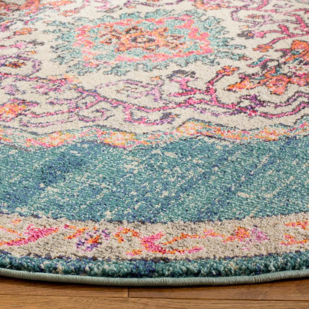 Safavieh Monaco MNC254J 5&#39; Round Blue Area Rug, , large
