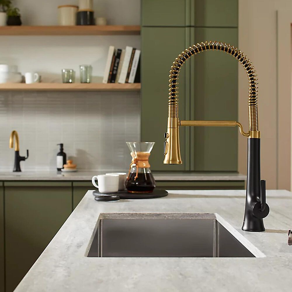 Kohler Tone Semi-Professional Pull-Down Kitchen Sink Faucet in Vibrant Brushed Moderne Brass, , large