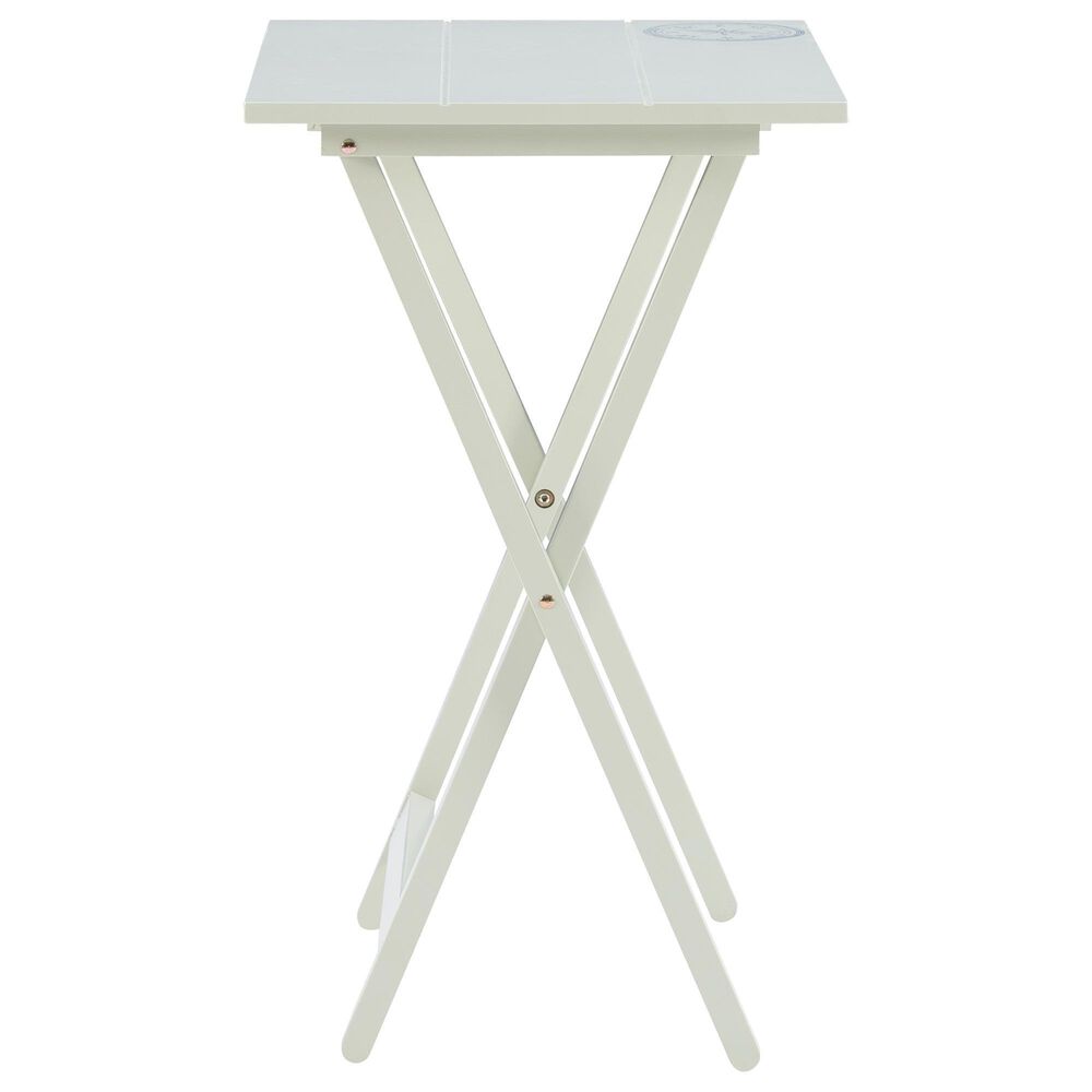 Linon Home Decor Compass Folding TV Tray Table Set with Stand in Light Gray (Set of 4), , large