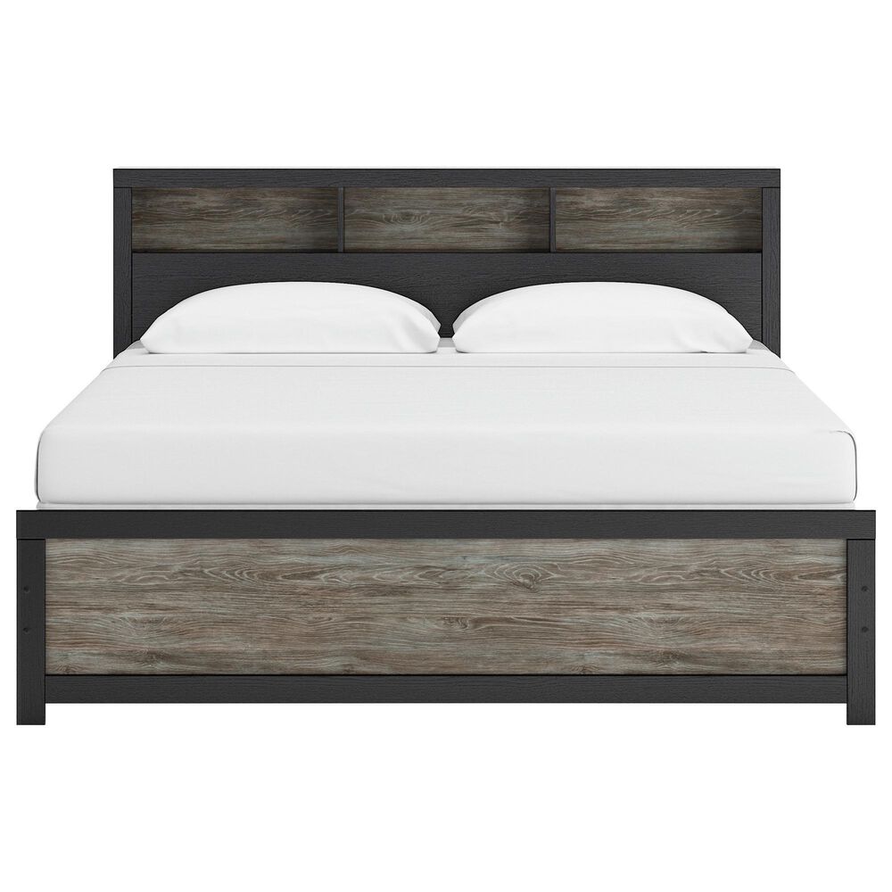 Ashley Broachmyn 5 Piece King LED Bookcase Bed Set in Black and Gray, , large