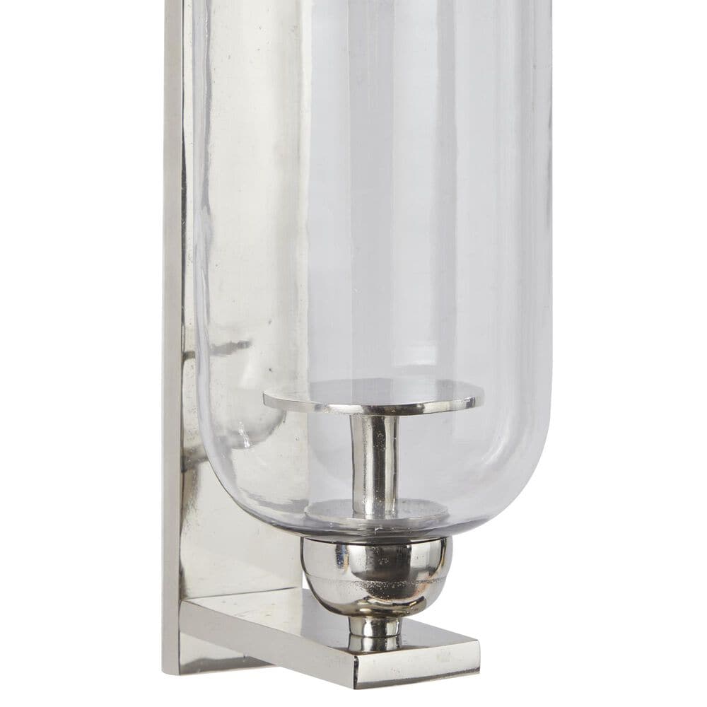Maple and Jade 16&quot; Single Indoor/Outdoor Wall Mount Candle Holder in Polished Silver and Clear, , large