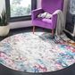 Safavieh Aria 6"6" Round Cream and Dark Teal Area Rug, , large