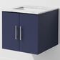 Lexora Home Geneva 24" Single Bathroom Vanity in Navy Blue with 2 cm White Carrara Marble Top and Rectangular Sink, , large