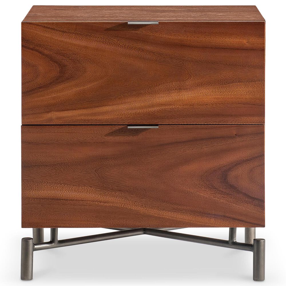 Bernhardt Brasea 24" 2-Drawer Nightstand in Lume and Tungsten with USB Ports, , large