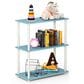 HOMLUX 3-Tier Compact Open Storage Bookshelf in Light Blue and White, , large