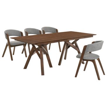 Blue River Cortina and Rowan 5-Piece Rectangle Dining Set in Walnut, , large
