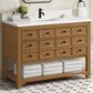 James Martin Vanities Malibu 48" Single Bathroom Vanity in Amber Birch with Single Hole 3 cm White Zeus Quartz Top and Rectangular Sink, , large
