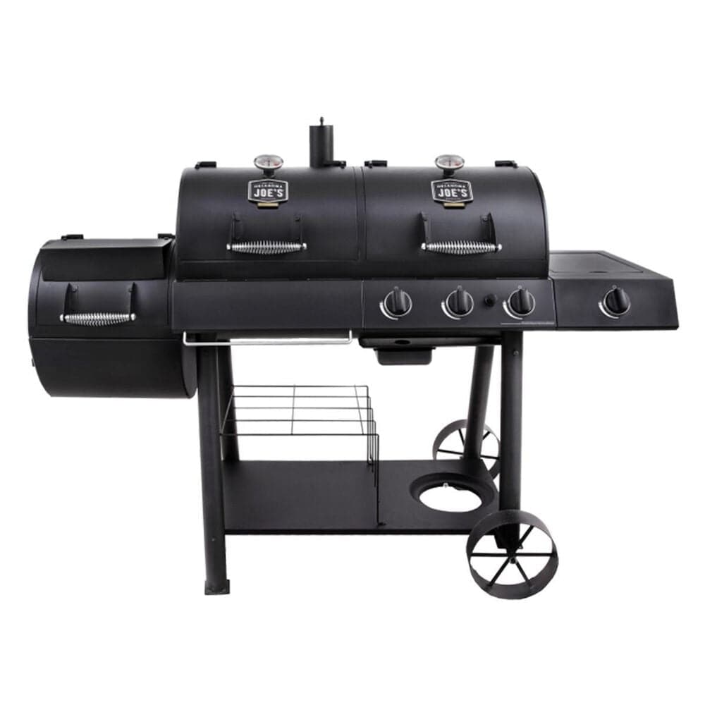 Char-Broil Oklahoma Joe"s Longhorn Charcoal/Gas Grill and Smoker Combo in Black, , large
