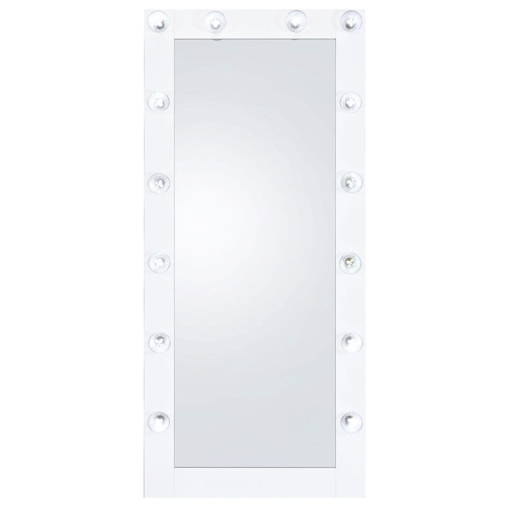 Coaster Zayan LED Lighting Floor Mirror in White Gloss &#40;Box 1&#41;, , large