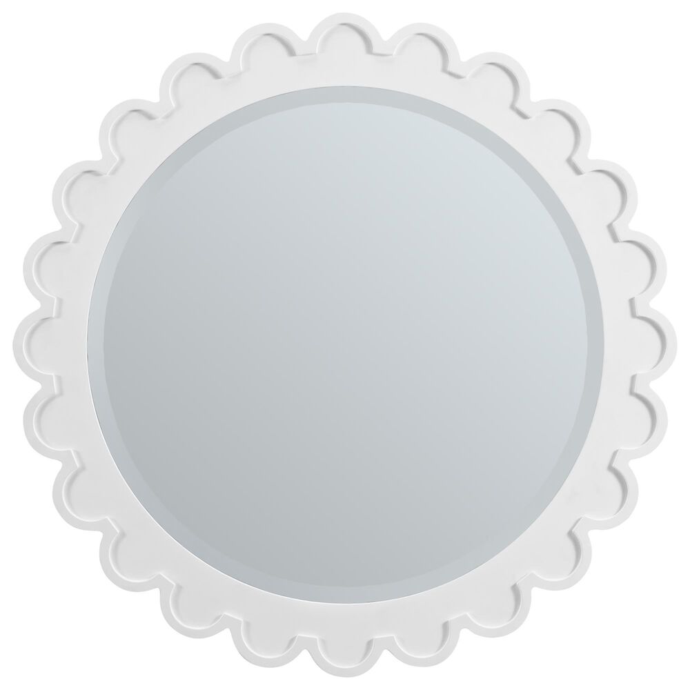 James Martin Vanities Adelese 32&quot; Scalloped Round Mirror in Bright White, , large