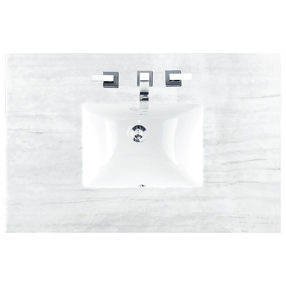 James Martin Vanities Laurent 36&quot; Single Bathroom Vanity in Light Natural Oak with 3 cm Arctic Fall Solid Surface Top and Rectangular Sink, , large