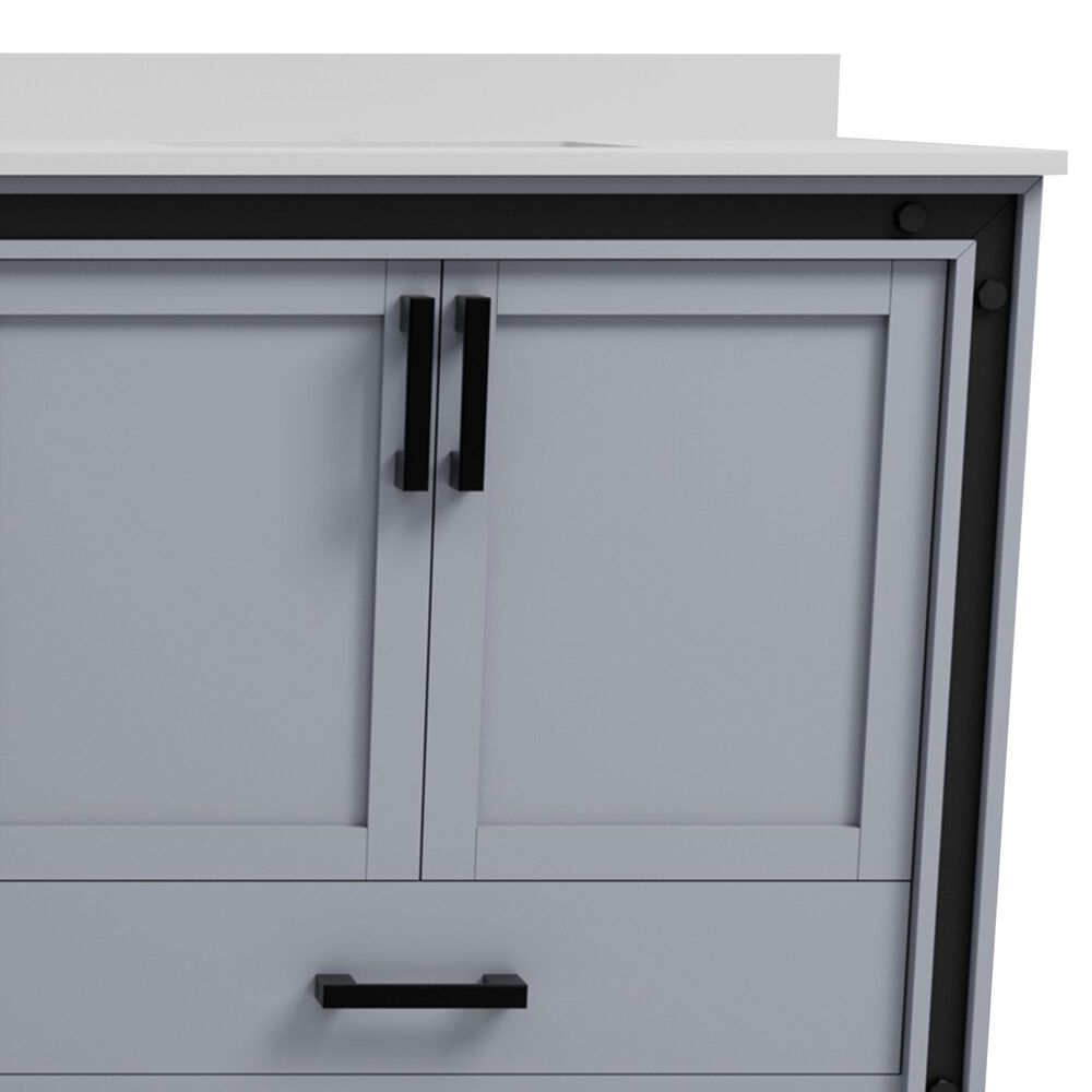Lexora Home Ziva 84" Double Bathroom Vanity in Dark Grey with 2 cm White Cultured Marble Top and Rectangular Sinks, , large