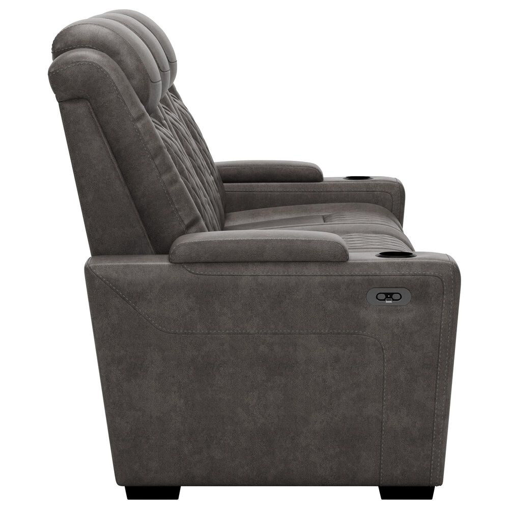 Signature Design by Ashley HyllMont Dual Power Reclining Console Sofa with Power Headrest in