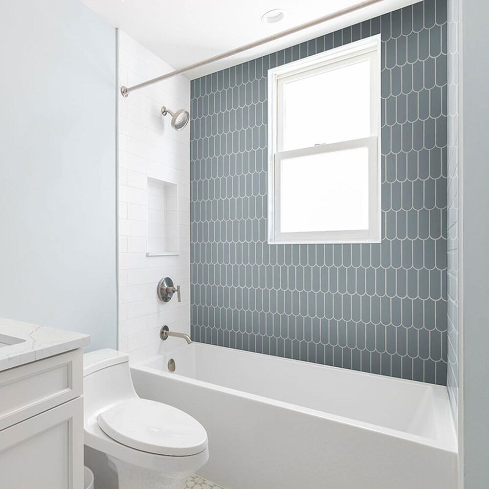 MS International Cielo Azul Scallop 12" x 12" Porcelain Mosaic Sheet, , large