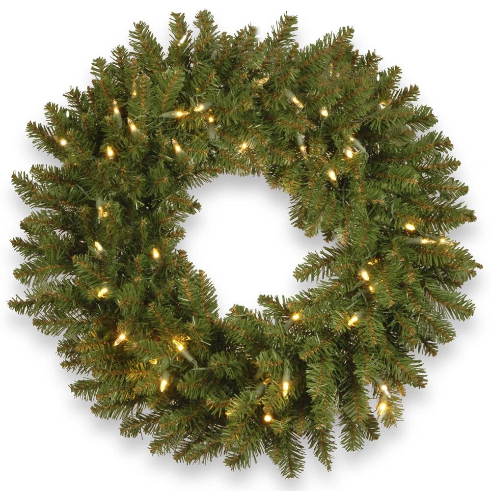 National Tree 30" Kingswood Fir Wreath with Dual Color LED Lights, , large
