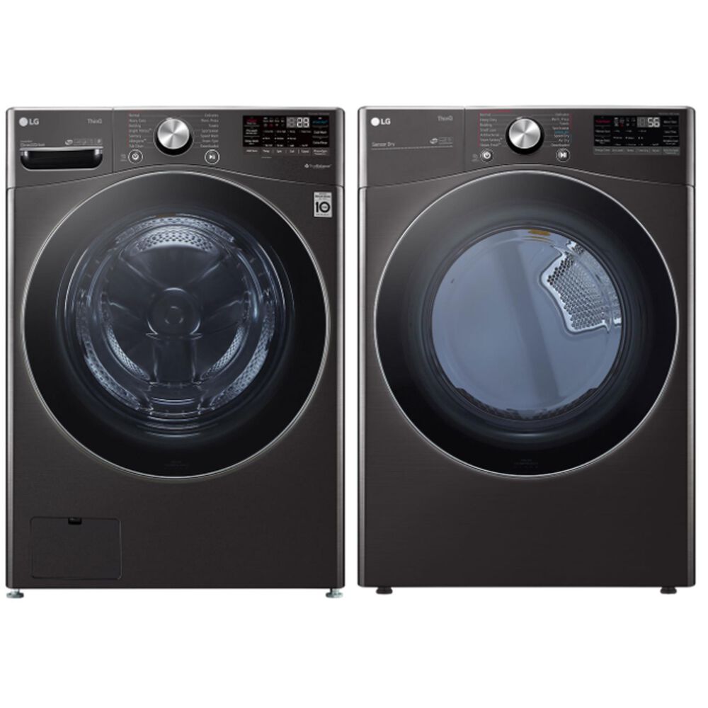 LG 4.5 Cu. Ft. Front Load Washer and 7.4 Cu. Ft. Gas Dryer with TurboWash 360 Laundry Pair in Black Steel, , large