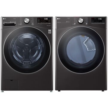 LG 4.5 Cu. Ft. Front Load Washer and 7.4 Cu. Ft. Gas Dryer with TurboWash 360 Laundry Pair in Black Steel, , large