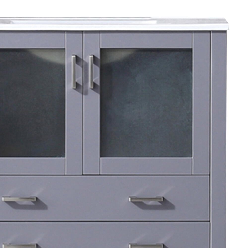 Lexora Home Volez 36&quot; Single Bathroom Vanity in Dark Grey with 2 cm White Ceramic Top and Rectangular Sink, , large