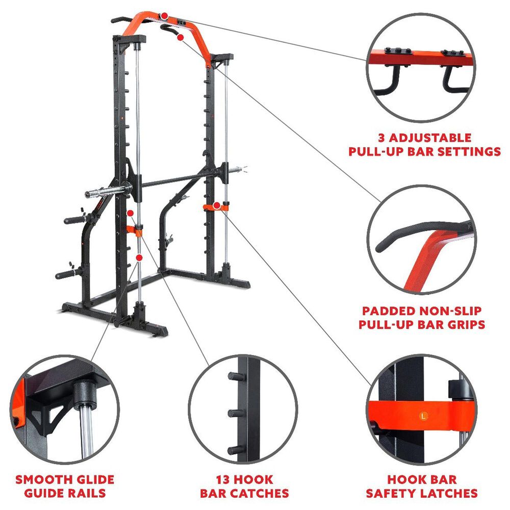 Sunny Health &amp; Fitness Essential Series II Smith Machine Squat Rack in Black and Red, , large