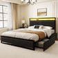 HOMLUX Full Upholstered Platform Storage Bed Frame in Black, , large