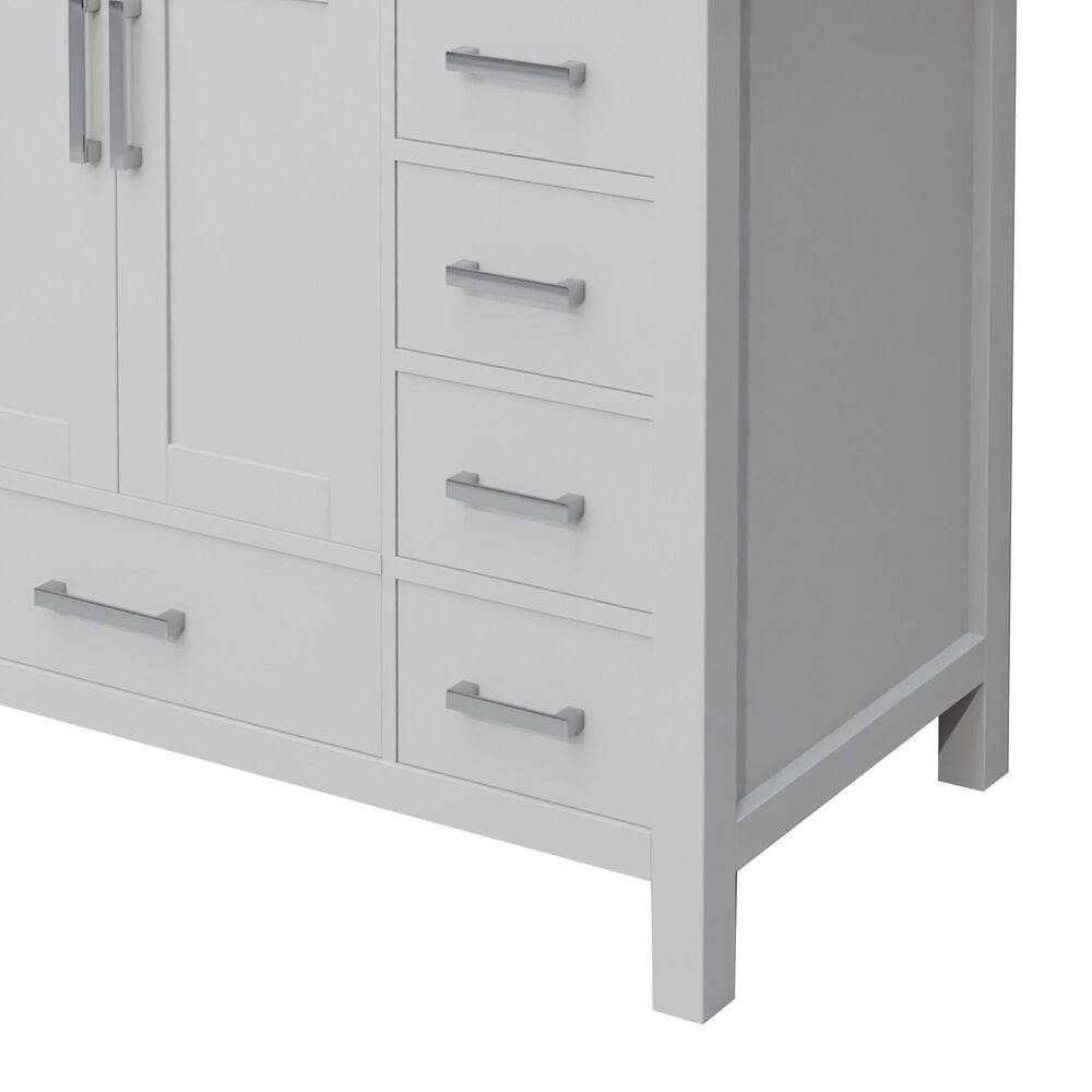 Lexora Home Jacques 36&quot; Left Offset Single Bathroom Vanity in White with 2 cm White Quartz Top and Rectangular Sink, , large