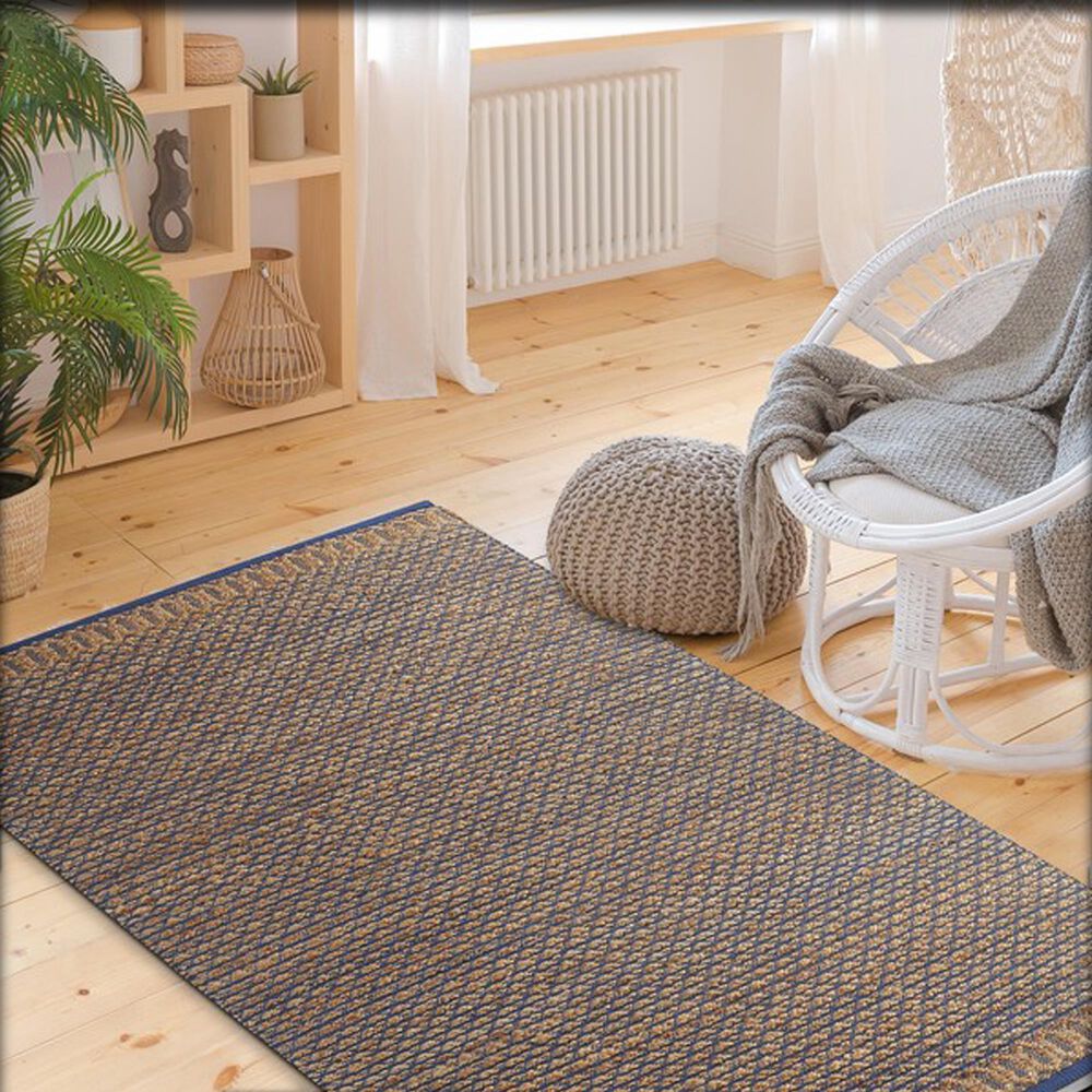 L&amp;R Resources Natural Fiber Insignia Blue 7'9" x 9'9" Area Rug, , large