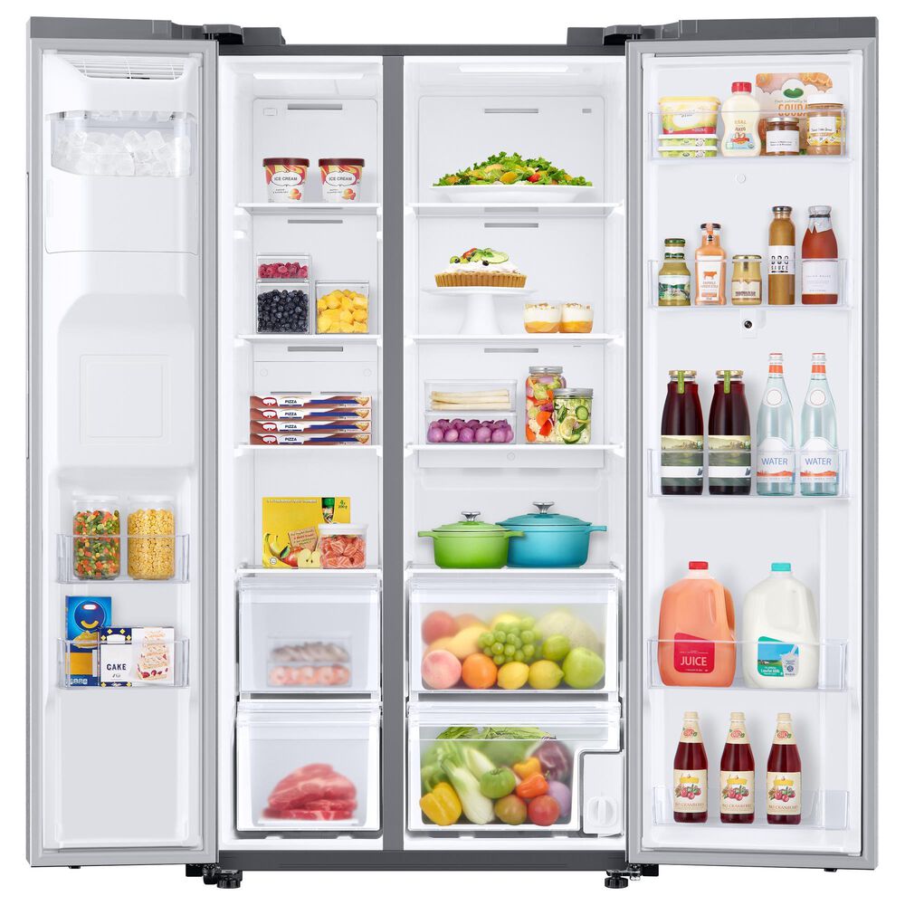 Samsung 22 Cu Ft Side By Side Refrigerator With Touch Screen Family Hub In Stainless Steel Nebraska Furniture Mart
