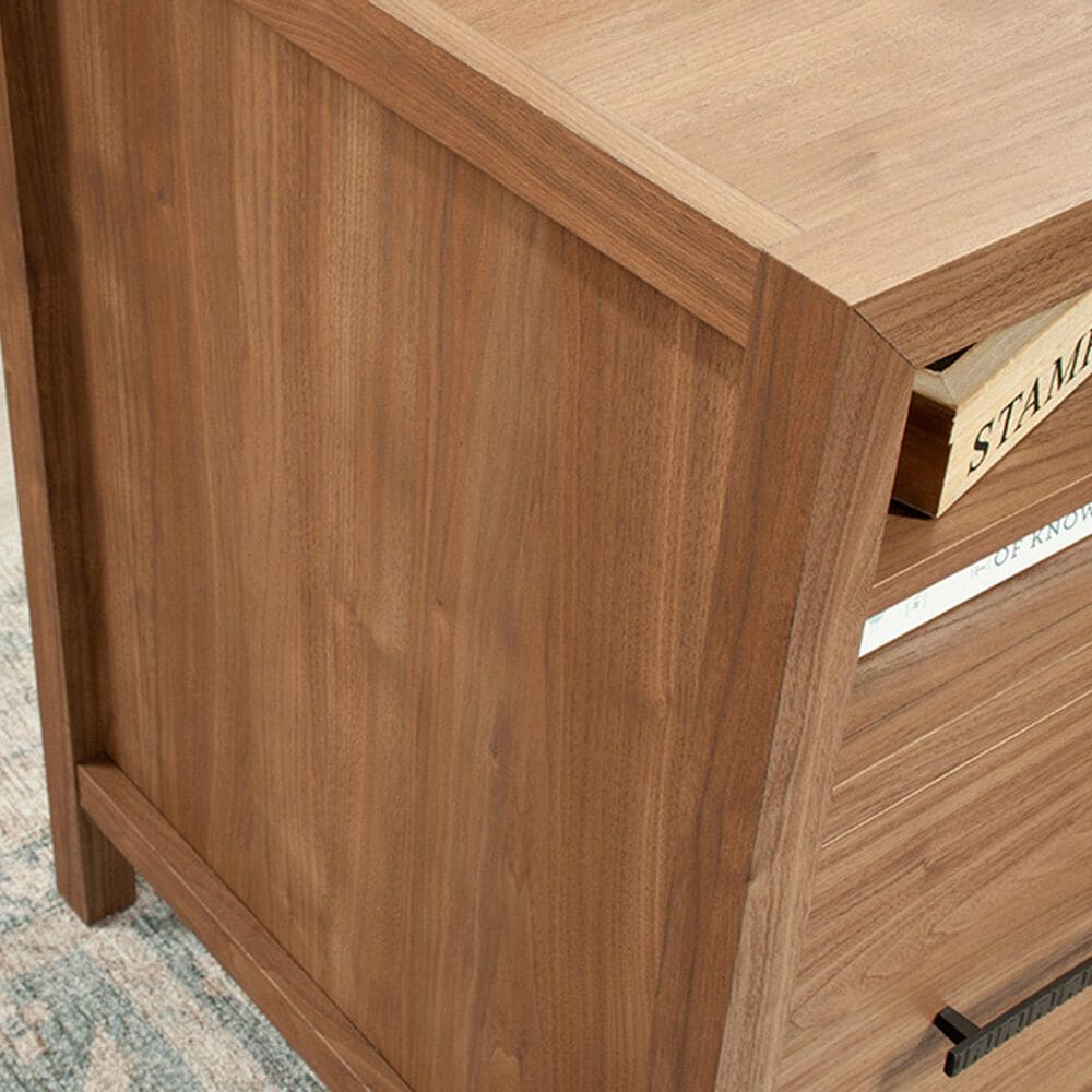 Sauder Pacific View L-Shaped Desk in Saddle Walnut, , large