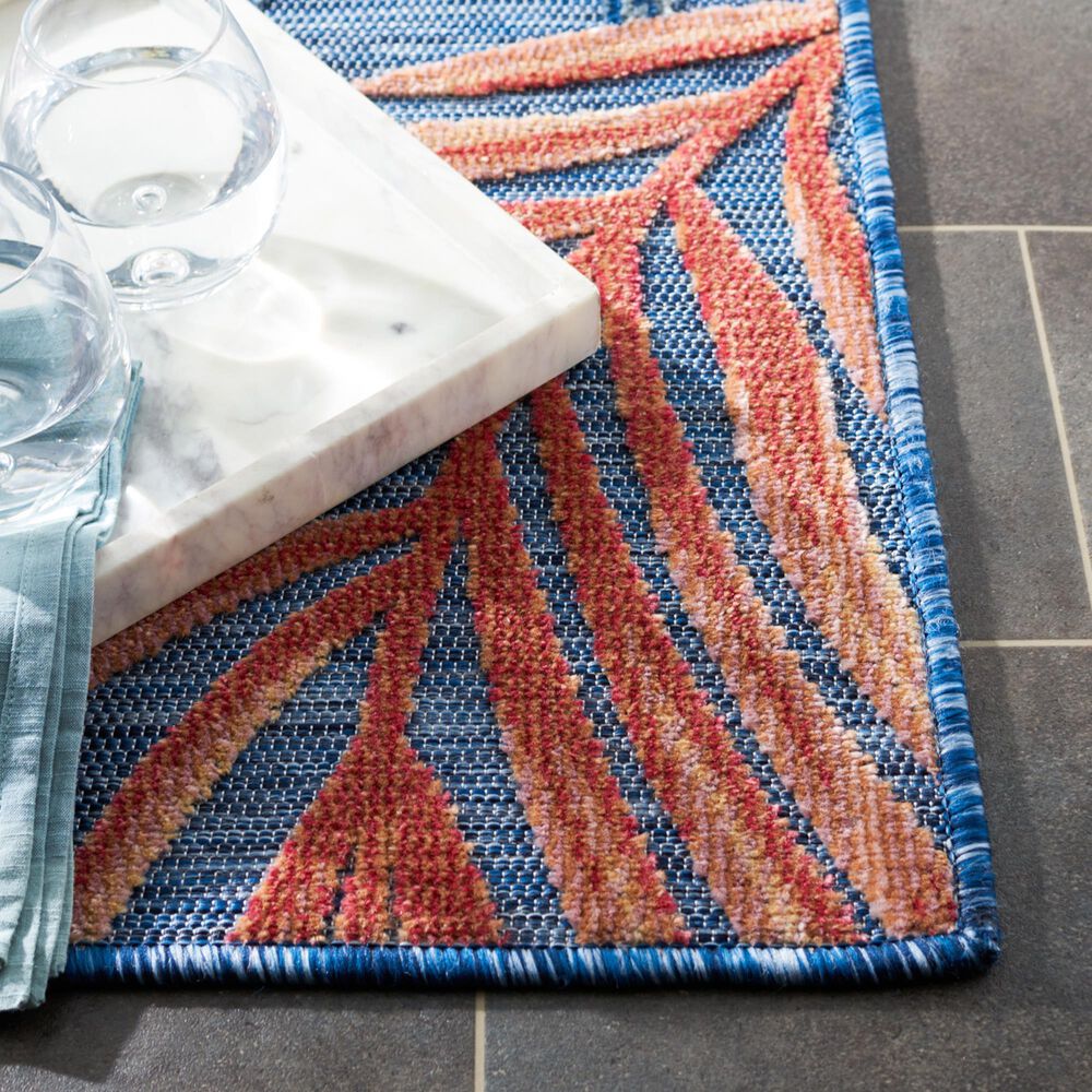 Safavieh Cabana CBN458M 4&#39; x 6&#39; Blue and Rust Indoor/Outdoor Area Performance Rug, , large