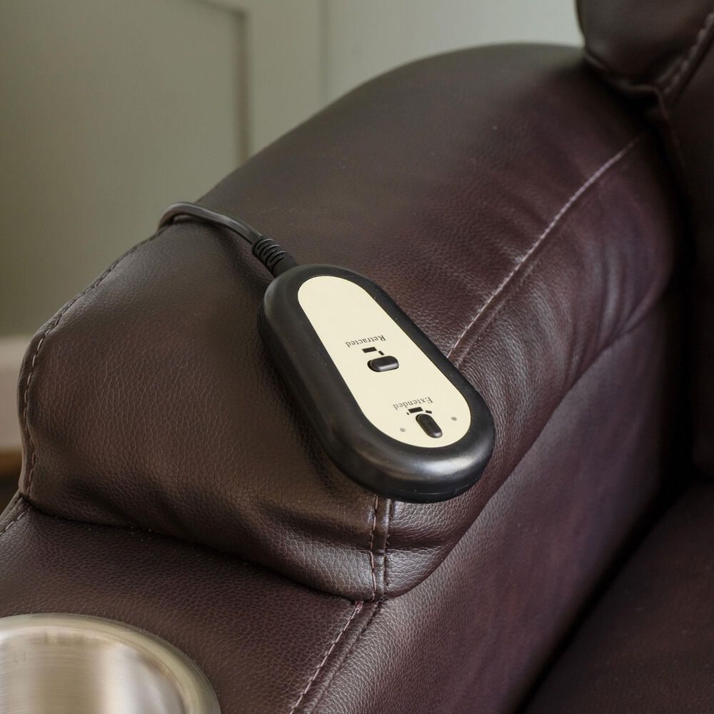 Linon Home Decor Peoria Power Lift Recliner in Chocolate, , large