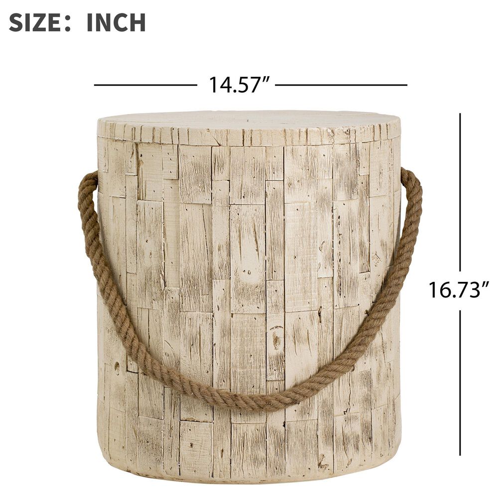 Hearth and Haven Outdoor Side Table with Braided Cord Design in Wood Brown, , large