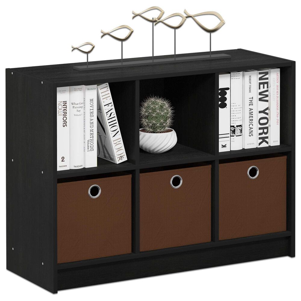 HOMLUX 6-Cube Bookshelf Bookcase with Storage Bins in Americano, , large