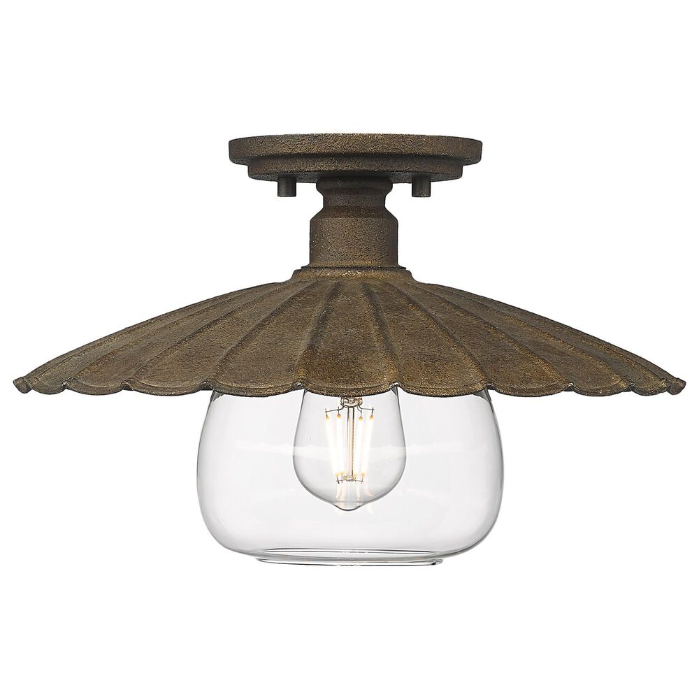 Golden Lighting Clemence 1-Light Flush Mount in Dark Rust, , large