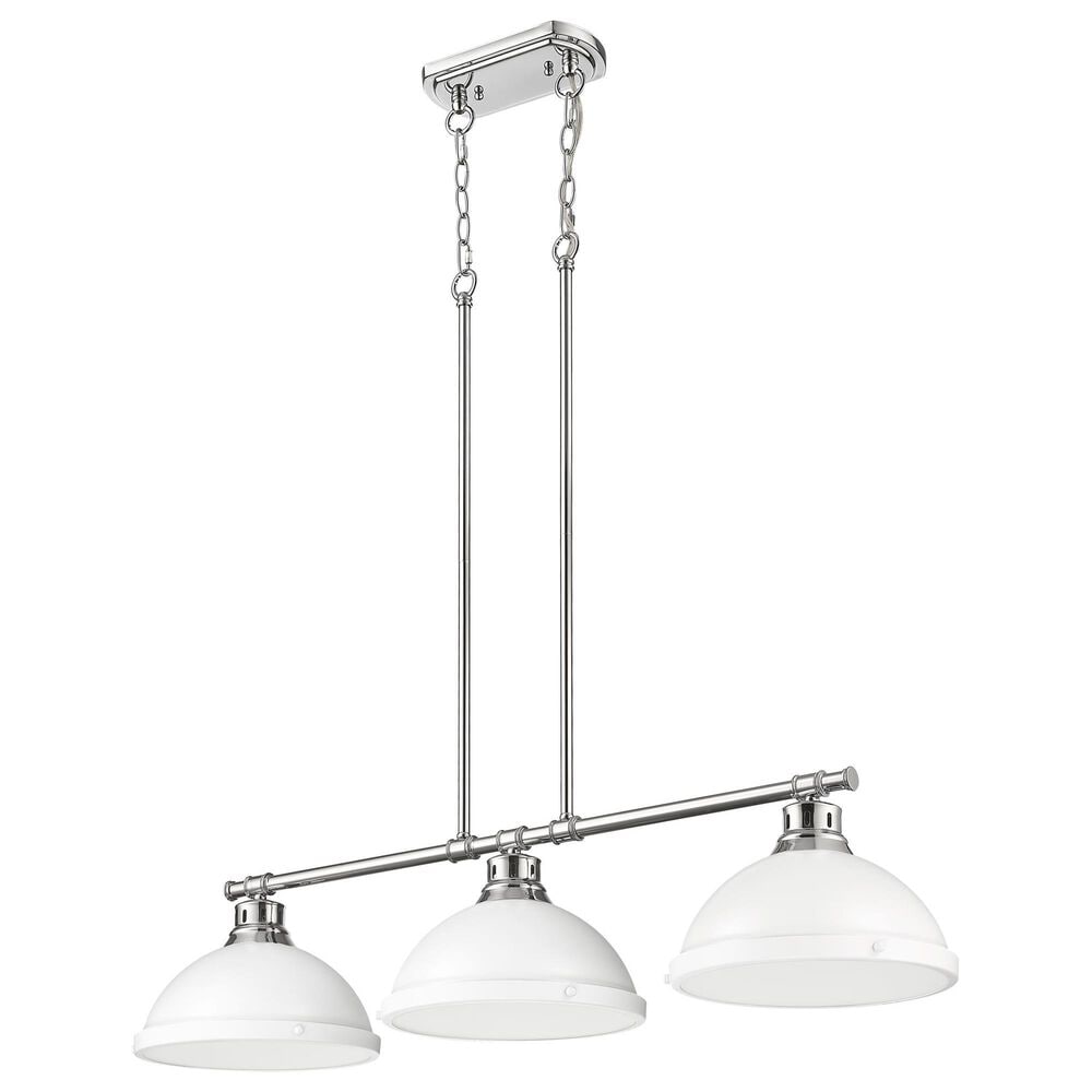 Golden Lighting Duncan 3-Light Pendant with Matte White Shade in Chrome, , large